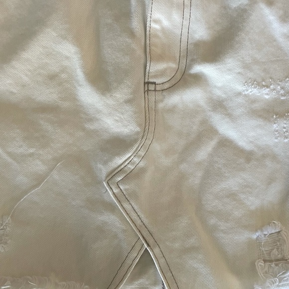 Lucky brand white denim cotton blend raw hem distressed jean skirt size 8 / 29 - Picture 9 of 12